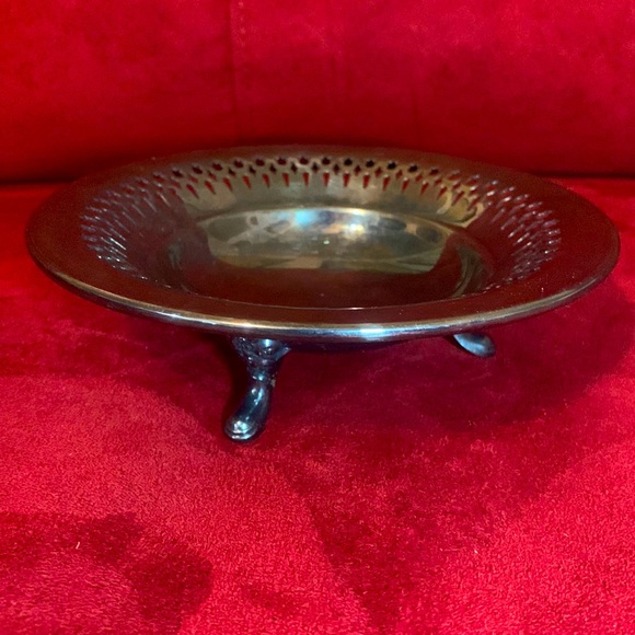 Vintage Footed Dish 91 EPCA Bristol Silver By Poole Floral Pierced - Picture 1 of 7